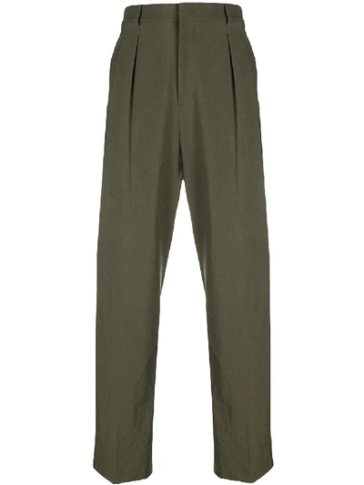 Shop Valentino Pleat Detail Tailored Trousers In Green