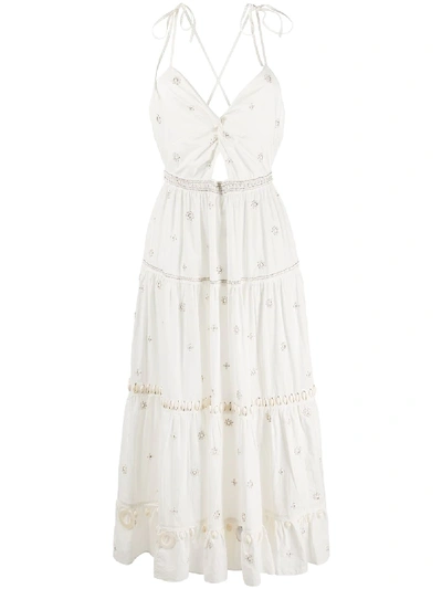 Shop Ulla Johnson Sleeveless Tiered Dress In Neutrals