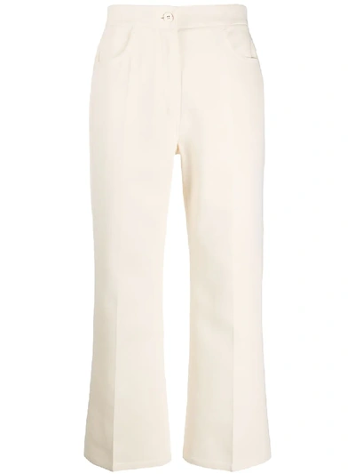 Shop Jil Sander Cropped Tailored Trousers In Neutrals