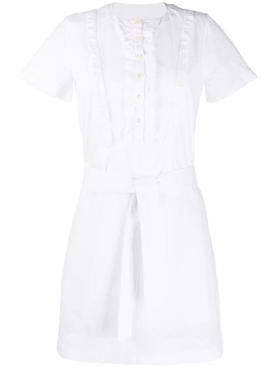 Shop Apc Loulou Ruffle-trimmed Cotton Dress In White