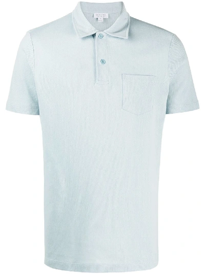 Shop Sunspel Riviera Patch-pocket Polo Shirt In Blue
