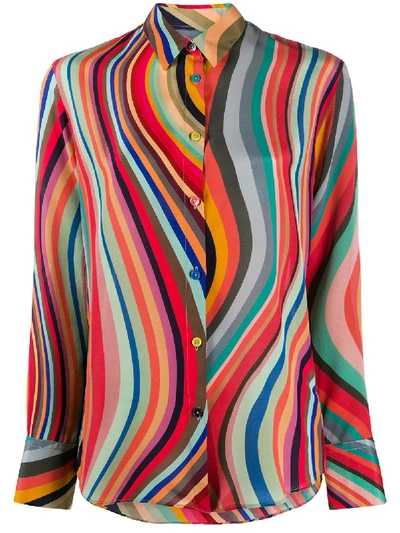Shop Ps By Paul Smith Swirl-print Silk Shirt In Pink