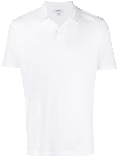 Shop Sunspel Short Sleeve Polo Shirt In White