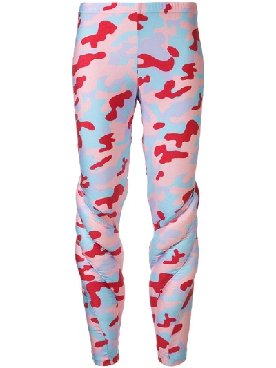 Shop Comme Des Garçons Padded Camouflage Leggings In Blue