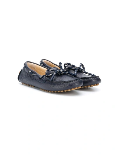 Shop Emporio Armani Lace-up Moccasins In Blue