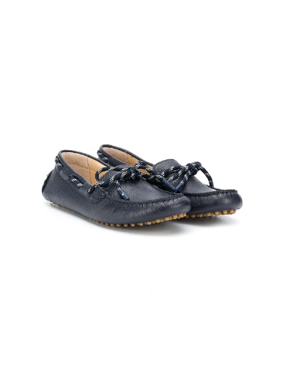 Shop Emporio Armani Teen Lace-up Moccasins In Blue