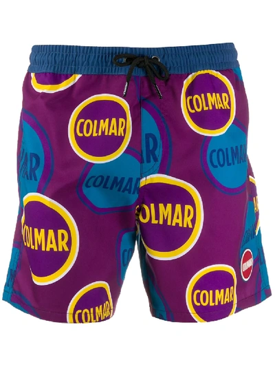 Shop Colmar Logo Drawstring Shorts In Purple