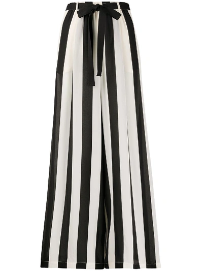 Shop Alysi Strip&stripes Trousers In White