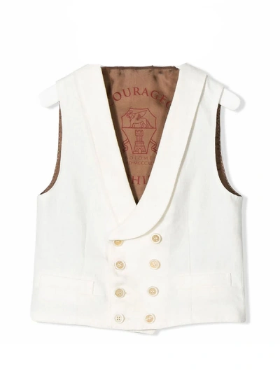 Shop Brunello Cucinelli White Silk-linen-wool Blend Vest In Latte