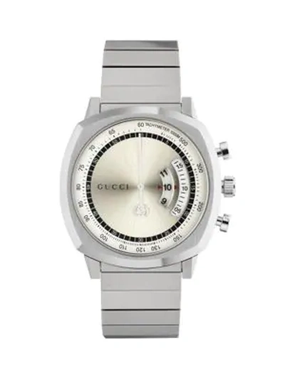 Shop Gucci Sapphire Crystal Stainless Steel Bracelet Chronograph Watch In Silver