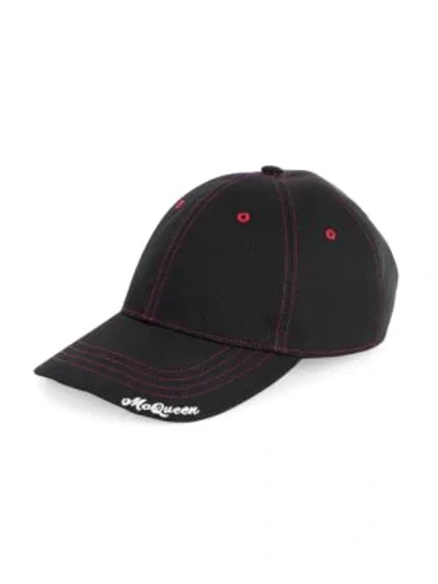 Shop Alexander Mcqueen Hybrid Logo Baseball Cap In Black Red