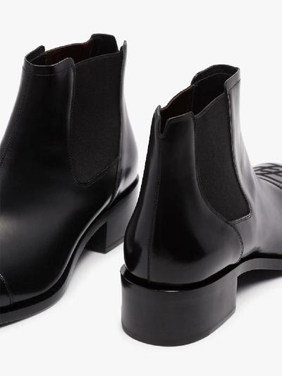 Shop Fendi Black Square Toe Chelsea Boots