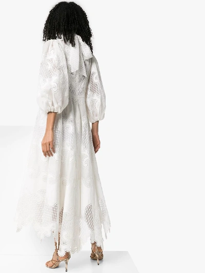 Shop Zimmermann Brightside Embroidered Midi Dress In White
