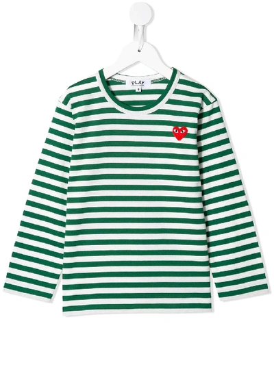 Shop Comme Des Garçons Play Embroidered Logo T-shirt In Green