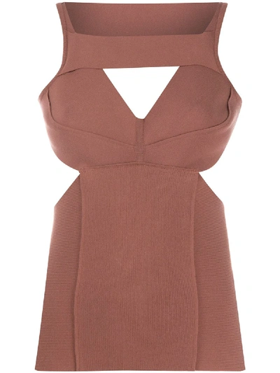 Shop Rick Owens Cut-detail Fitted Top In Brown