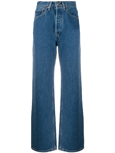 Shop Re/done Wide-leg High Rise Jeans In Blue