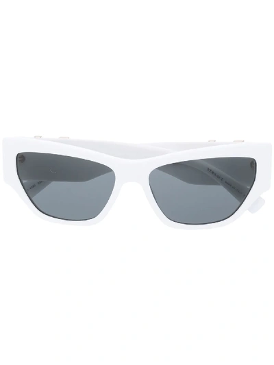 Shop Versace Logo Plaque Tinted Sunglasses In White