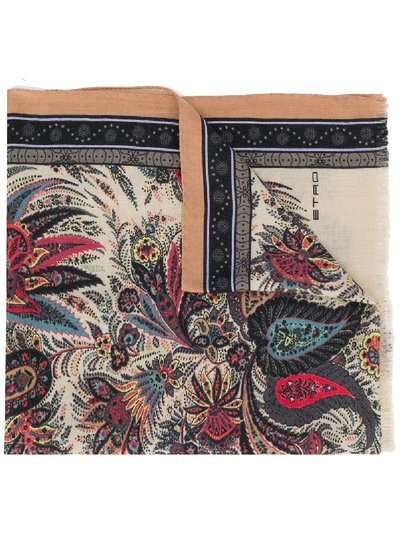 Shop Etro Cashmere-silk Blend Paisley Scarf In 棕色