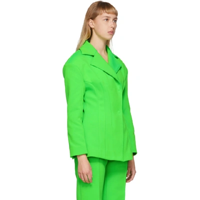 Shop Kwaidan Editions Green Sculptural Blazer In Neon Green