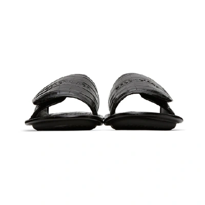 Shop Balenciaga Black Croc Slides In 1000 Black