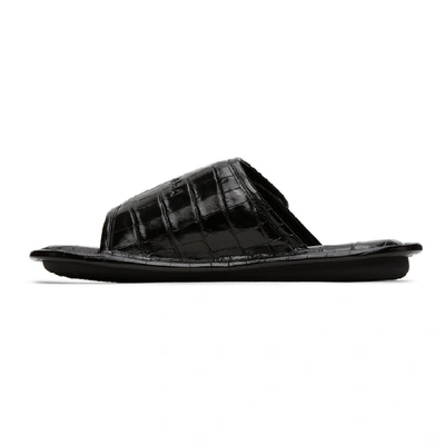 Shop Balenciaga Black Croc Slides In 1000 Black