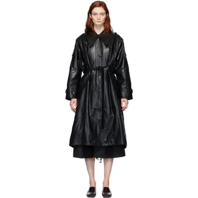 Shop Low Classic Black Faux-leather Trench Coat