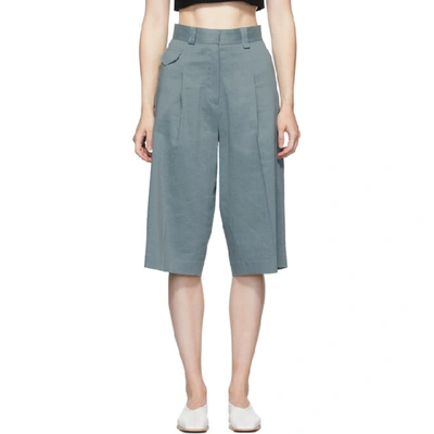 Shop Low Classic Blue Trouser Bermuda Shorts In Blue Green