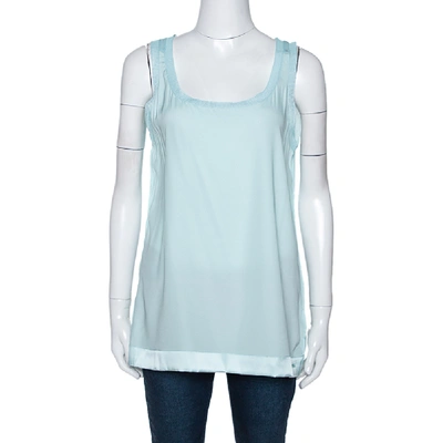 Pre-owned Missoni Pastel Blue Silk & Knit Sleeveless Scoop Neck Top M