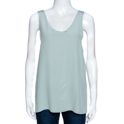 Pre-owned Chloé Pale Blue Silk Scoop Neck Sleeveless Top M