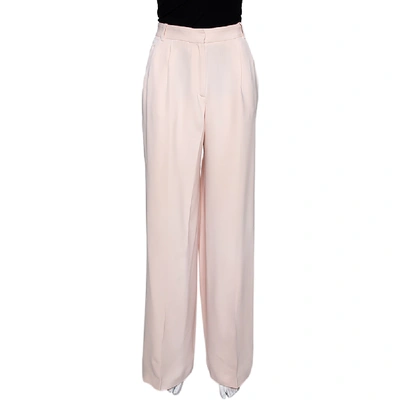 Pre-owned Joseph Pale Pink Matte Silk Chester Wide Leg Trousers M