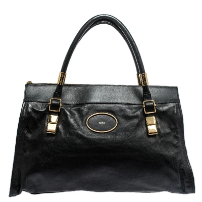 Pre-owned Chloé Black Leather Top Zip Tote