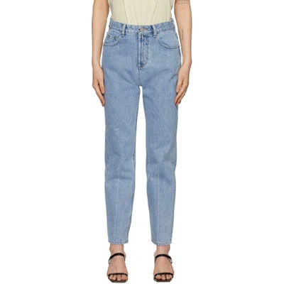 Shop Amomento Blue High-waist Regular Jeans In L/blue