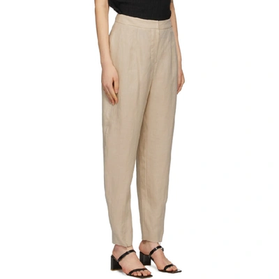 Shop Amomento Beige Linen Structure Trousers