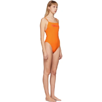 Shop Versace Underwear Orange Medusa Coin One-piece Swimsuit In A1164 Orang