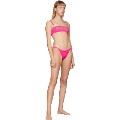 Shop Versace Underwear Pink Medusa Coin Bikini Top In A1708 Pink