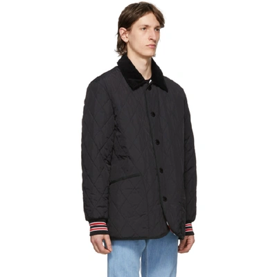 Shop Burberry Black Quilted Barn Varsity Coat