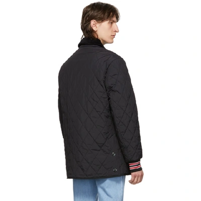 Shop Burberry Black Quilted Barn Varsity Coat