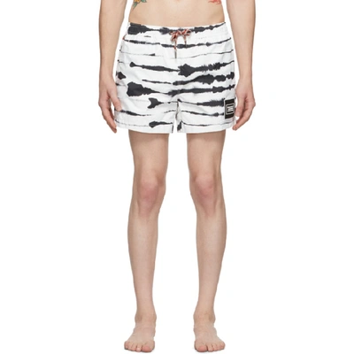 Shop Burberry Black And White Zebra Greenford Swim Shorts In Monochrome