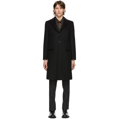 Shop Burberry Black Wool Cashmere Hawkhurst Coat