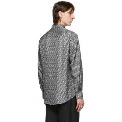 Shop Burberry Grey Silk All Over Tb Print Shirt In Mid Grey