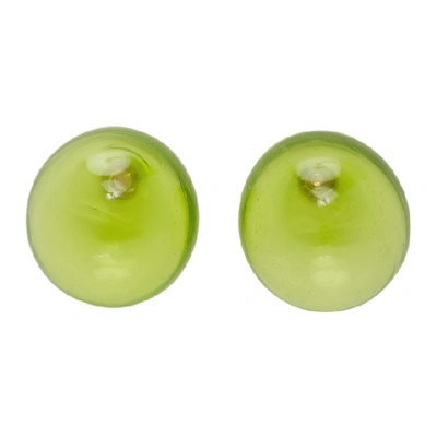 Shop Nina Ricci Green Blown Glass Earrings In U5085 Neong
