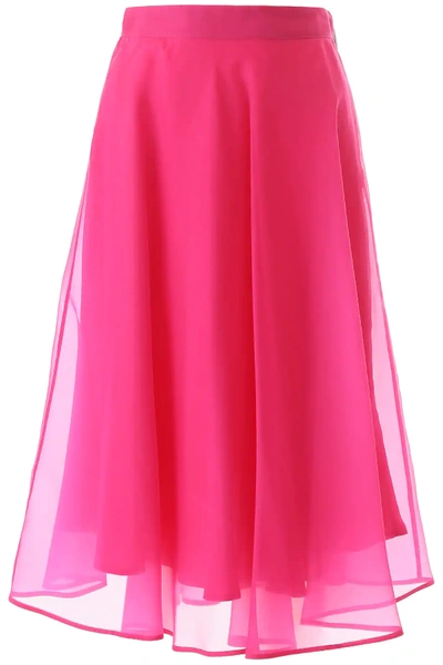 Shop Msgm Midi Skirt In Fuchsia