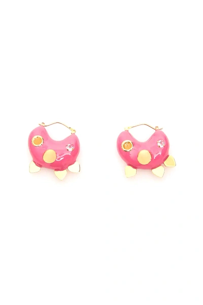 Shop Marni Half Moon Resin Earrings In Fuchsia,pink