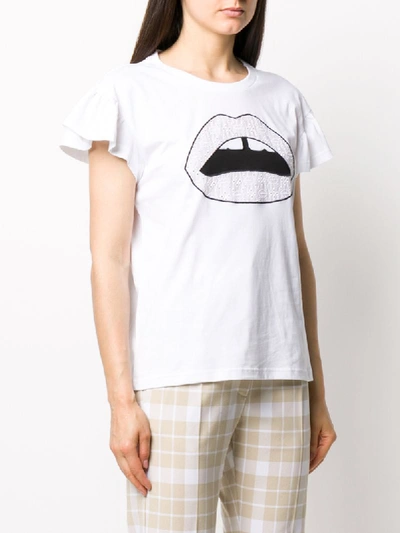 Shop Markus Lupfer Nadia Broderie Anglais-lip T-shirt In White