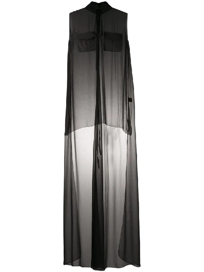 Shop Vera Wang Transparent Shirt Dress In Black