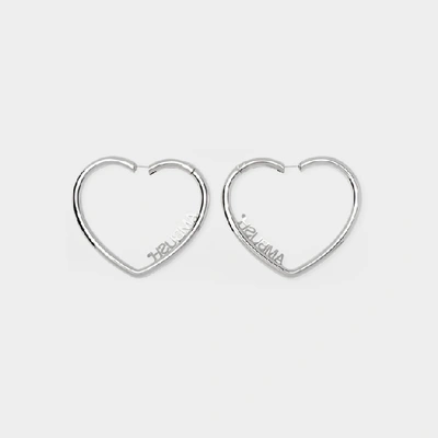 Shop Ambush Heart Hoop Earrings In Silver