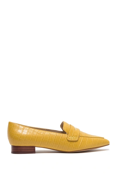 Shop Marc Fisher Feud Pointed Toe Embossed Loafer In Yelll