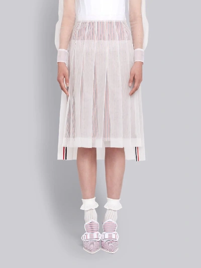 Shop Thom Browne White Nylon Tulle Exposed Pleated Skirt