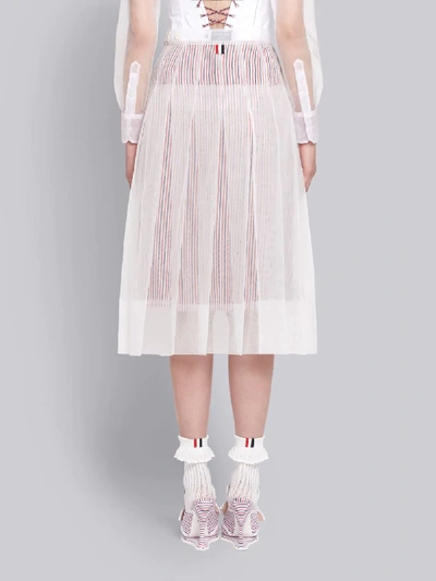 Shop Thom Browne White Nylon Tulle Exposed Pleated Skirt