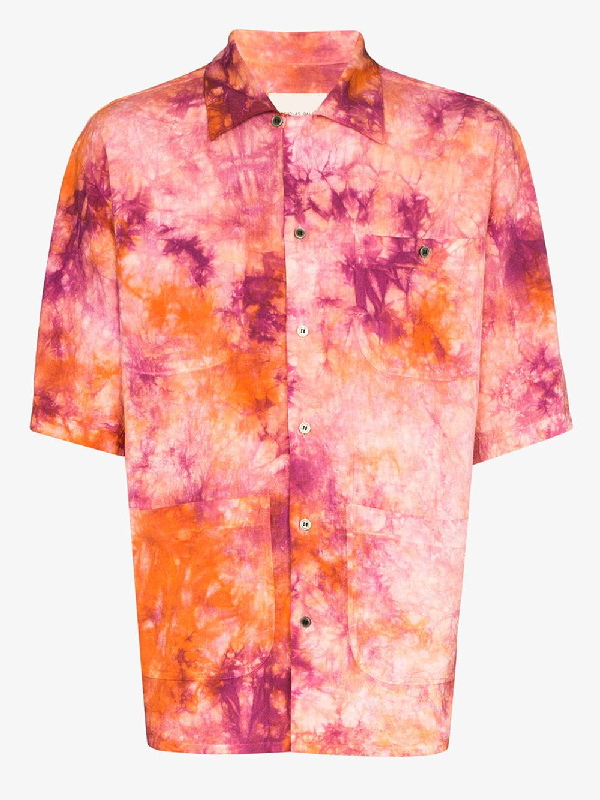 Nicholas Daley Aloha Tie Dye Shirt In Org Red Modesens